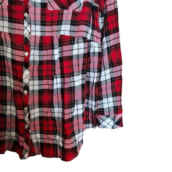 Torrid Tunic Top Womens 2X Multicolor Tartan Plaid Button Up Collared Blouse - Picture 5 of 9